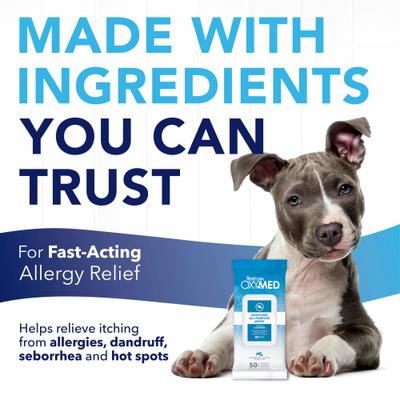 Show full view: TropiClean OxyMed Gentle Allergy Relief Dog & Cat Wipes, 50 count slide 4 of 9