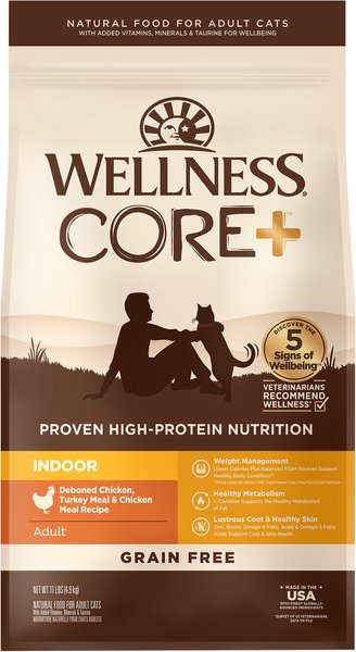 Wellness Core Grain Free Dry Cat Food Indoor Chicken Turkey 11 lb