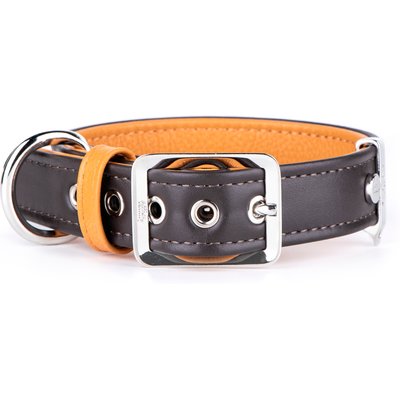myfamily myfamily Hermitage Leather Dog Collar, Brown/Tan, XX-Large: 19 to 23 -in neck, 1.25-in wide