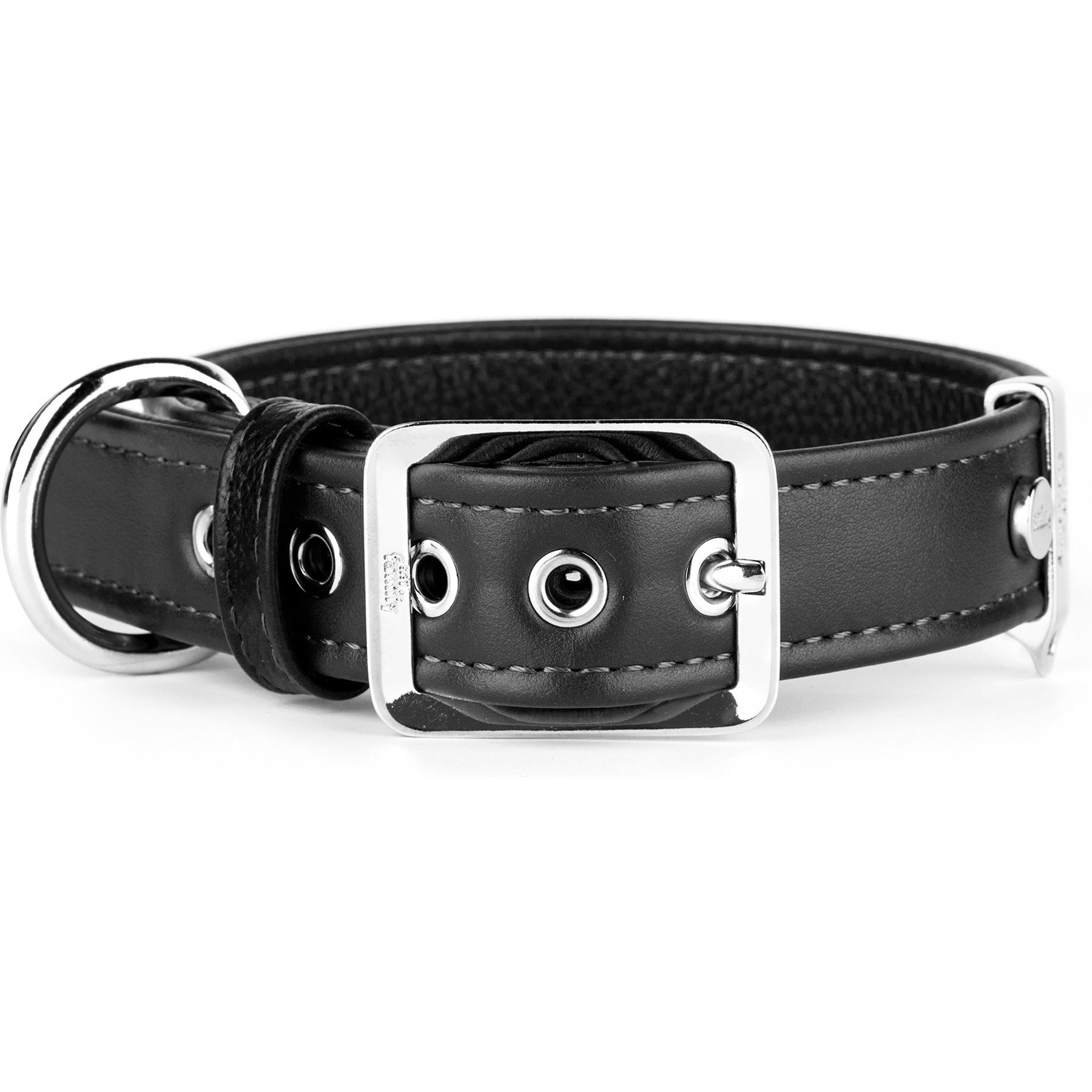myfamily Hermitage Leather Dog Collar, Black, XXXX-Large: 23 to 27-in neck, 1.75-in wide