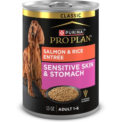 Purina Pro Plan Purina Pro Plan Sensitive Skin & Stomach Pate Salmon & Rice Entree Wet Dog Food, 13-oz can, case of 12