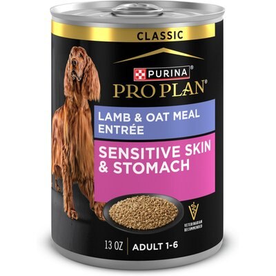 Purina Pro Plan Purina Pro Plan Adult Sensitive Skin & Stomach Lamb & Oat Meal Entree Wet Dog Food, 13-oz can, case of 12