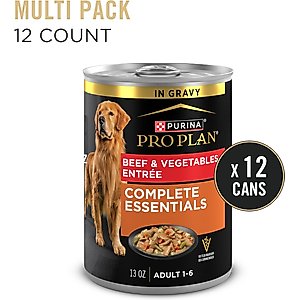 Purina Pro Plan Adult Beef & Vegetables Entree Slices in Gravy Canned Dog Food, 13-oz, case of 12