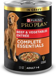 Purina Pro Plan Adult Beef & Vegetables Entree Slices in Gravy Canned Dog Food, 13-oz, case of 12