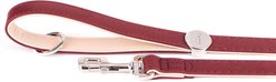 myfamily Hermitage Leather Dog Leash, Burgundy/Cream, 4-ft long, 0.6-in wide