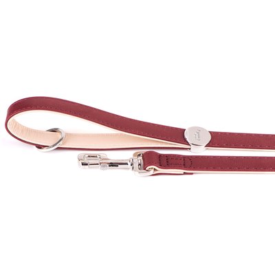 myfamily myfamily Hermitage Leather Dog Leash, Burgundy/Cream, 4-ft long, 0.98-in wide