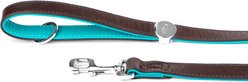 myfamily Hermitage Leather Dog Leash, Brown/Torquoise, 4-ft long, 0.98-in wide