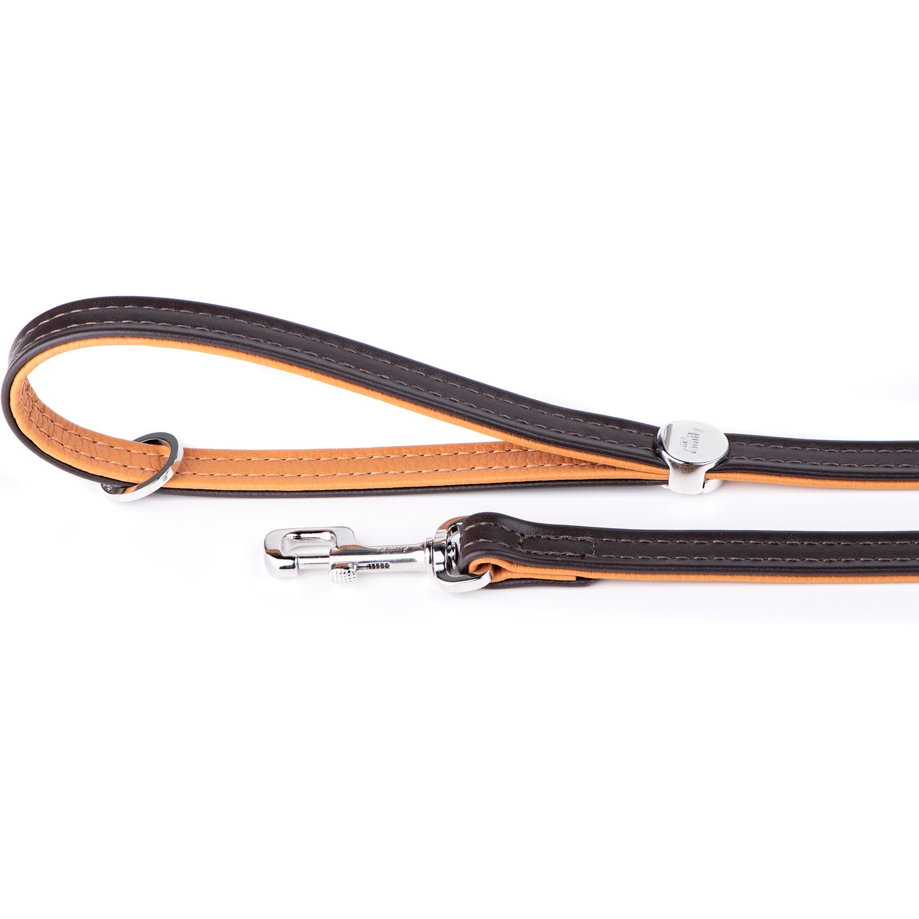 myfamily Hermitage Leather Dog Leash, Brown/Tan, 4-ft long, 0.98-in wide
