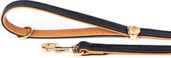 myfamily Hermitage Leather Dog Leash, Black/Tan, 4-ft long, 0.6-in wide
