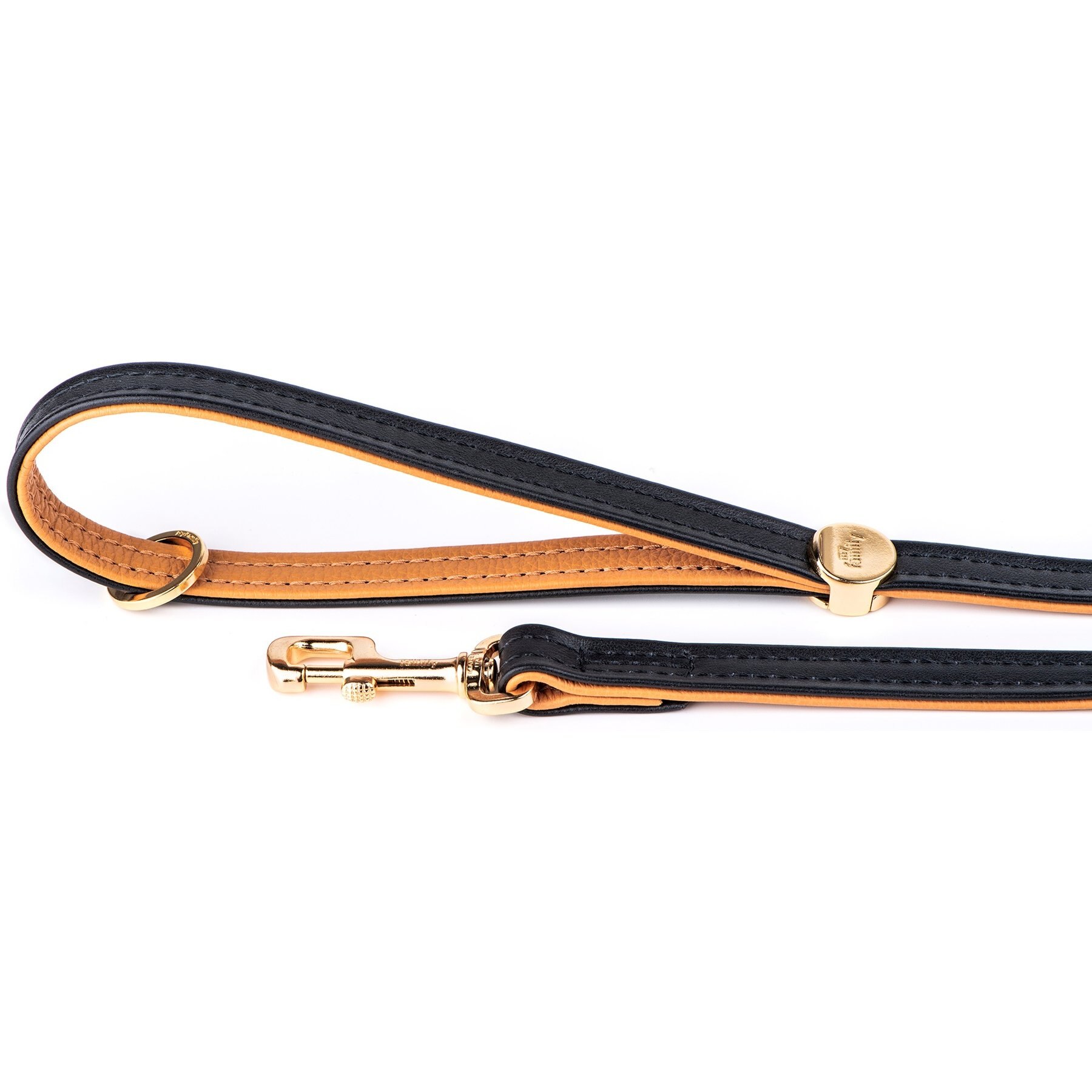 myfamily Hermitage Leather Dog Leash, Black/Tan, 4-ft long, 0.98-in wide