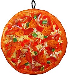 Scoochie Pet Scoochzilla Chicago Pizza Squeaky Dog Chew Toy, 10-in