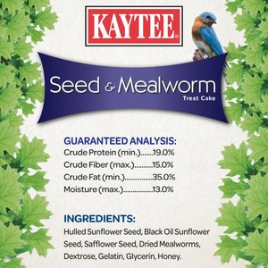Kaytee Seed & Mealworm Wild Bird Treat Cake, 1.4-lb