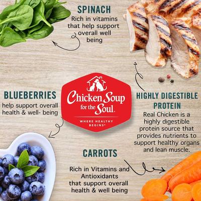 Show full view: Chicken Soup for the Soul Classic Cuts in Gravy Chicken, Brown Rice & Vegetables Recipe Adult Dog Food, 13-oz can, case of 12 slide 4 of 10