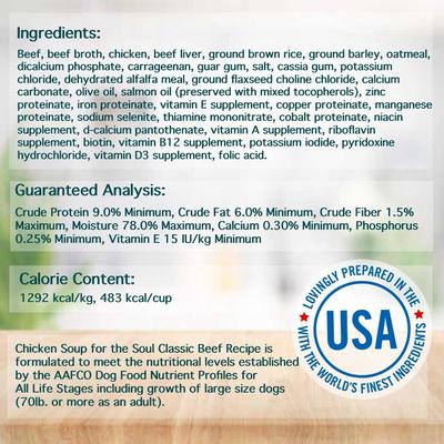 Show full view: Chicken Soup for the Soul Classic Pate Beef Recipe Canned Dog Food, 13-oz, case of 12 slide 4 of 10