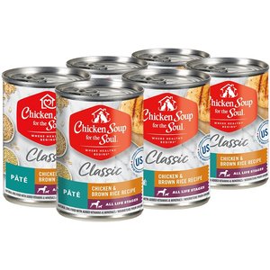 Chicken Soup for the Soul Classic Pate Chicken & Brown Rice Recipe Canned Dog Food, 13-oz can, 6 count
