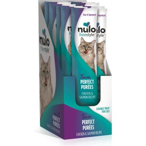 Nulo Freestyle Perfect Purees Chicken & Salmon Recipe Grain-Free Lickable Cat Treats, 0.5-oz, case of 48