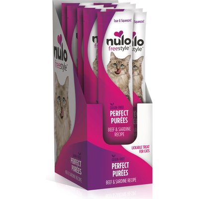 Nulo Nulo Freestyle Perfect Purees Beef & Sardine Recipe Grain-Free Lickable Cat Treats, 0.5-oz, case of 48