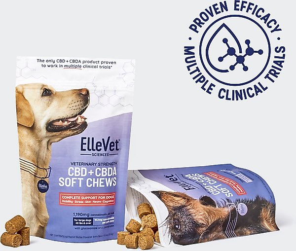ElleVet Sciences Complete Spectrum Hemp Extract Soft Chews Health Supplement for Large Dogs