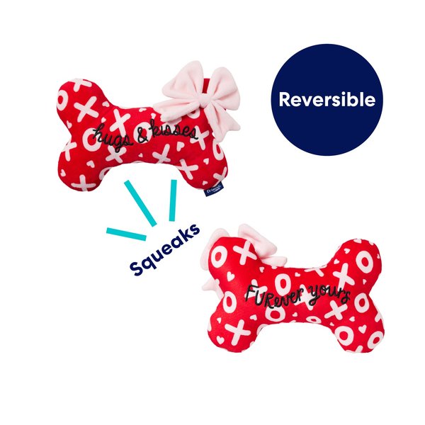 Frisco Valentine Be My Valentine Thought Bubble Reversible Plush Squeaky Dog Toy