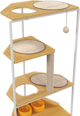 Show full view: Cesicia Corner Cat Tower Scratching Post Cat Tree & Scratching Post, White slide 4 of 8