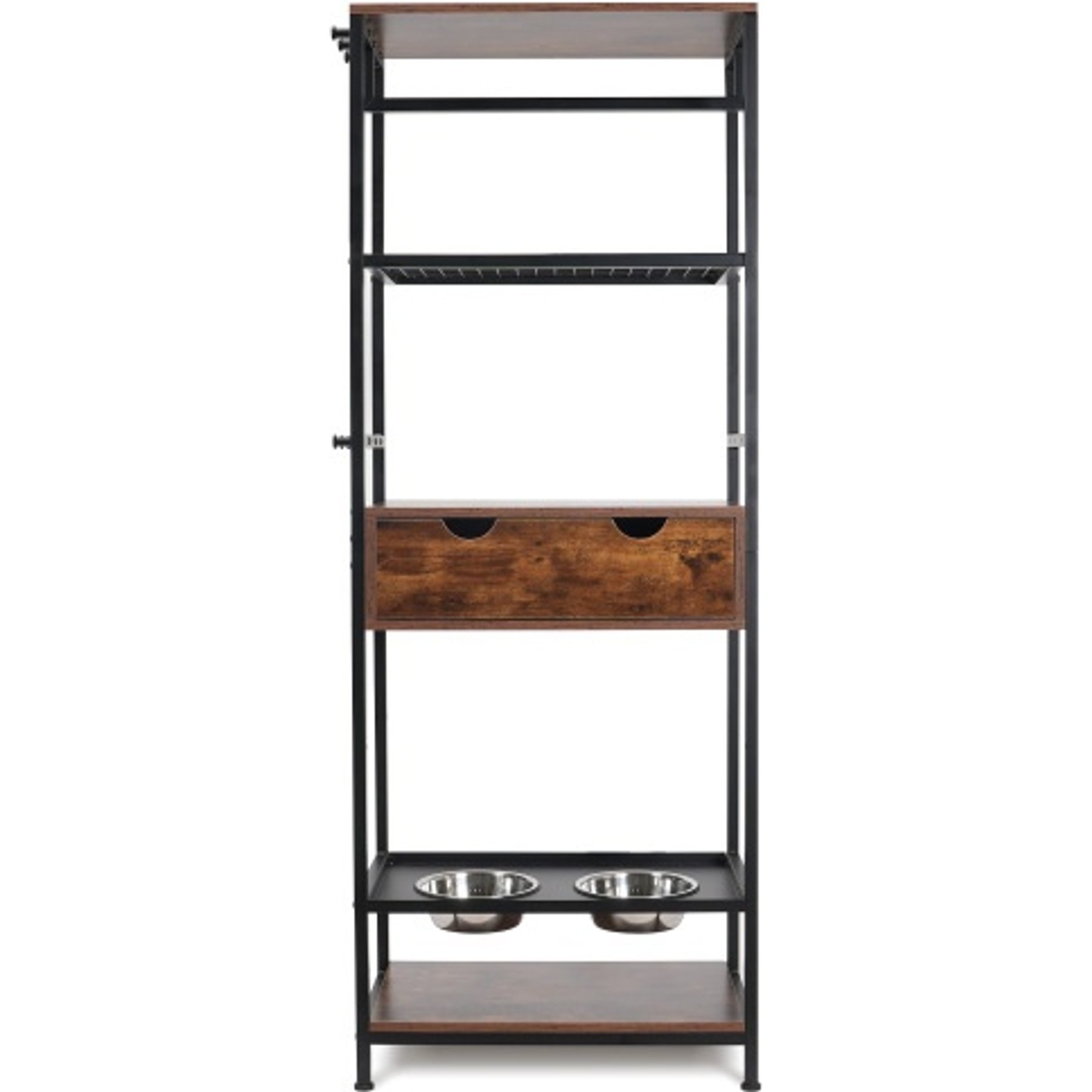 Cesicia Raised Bowls Dog Feeder Station, Brown