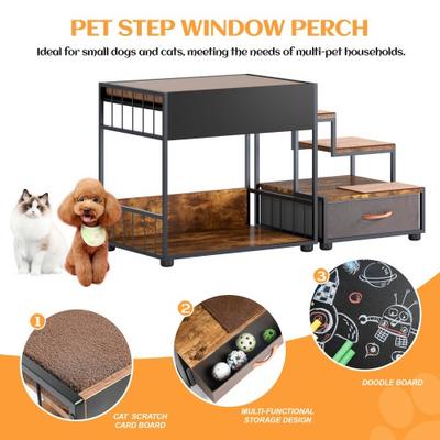 Show full view: Cesicia Pet Step Window Perch Bunk Beds Dog Bed, Black slide 6 of 8