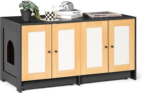 Show full view: Cesicia Double Litter Box Cat Litter Box Enclosure, White slide 7 of 7