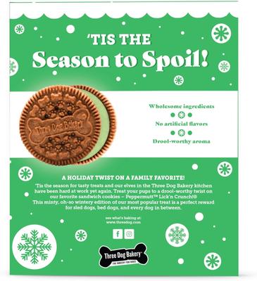 Show full view: Three Dog Bakery Peppermutt Lick'n Crunch Minty Green Crème Cookies Dog Treat, 13-oz bag slide 3 of 10