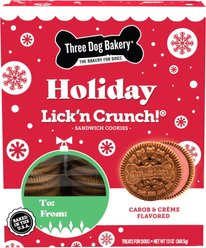 Three Dog Bakery Holiday Lick'n Crunch Red Creme Dog Treats, 13-oz box