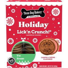 Three Dog Bakery Holiday Lick'n Crunch Red Creme Dog Treats, 13-oz box