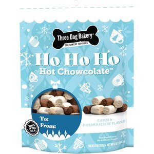 Three Dog Bakery Ho Ho Ho Hot Chowcolate Carob & Marshmallow Wafer Dog Treat, 5-oz bag