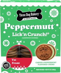 Three Dog Bakery Peppermutt Lick'n Crunch Minty Green Crème Cookies Dog Treat, 13-oz bag