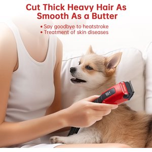 Pawshelf Cordless Hair Trimmer Dog & Cat Grooming Clipper Kit, Red, 7.44 x 2.12 x 1.97-in