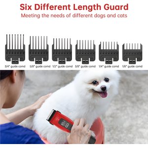 Pawshelf Cordless Hair Trimmer Dog & Cat Grooming Clipper Kit, Red, 7.44 x 2.12 x 1.97-in