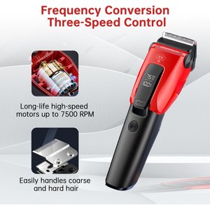 Pawshelf Cordless Hair Trimmer Dog & Cat Grooming Clipper Kit, Red, 7.44 x 2.12 x 1.97-in