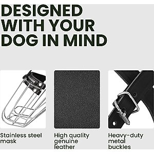 BRONZEDOG Pitbull & Amstaff Metal Wire Basket Dog Muzzle, Steel, Large