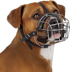 BRONZEDOG Pitbull & Amstaff Metal Wire Basket Dog Muzzle, Steel, Large