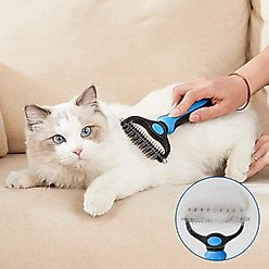 Fido Fave Double-Sided Pet Grooming Brush, Shedding & Dematting Undercoat Rake for Dogs & Cats, Extra Wide, Blue, 1 count slide 2 of 4