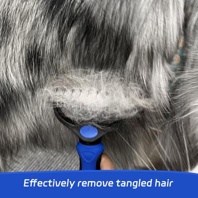 Show full view: Fido Fave Double-Sided Pet Grooming Brush, Shedding & Dematting Undercoat Rake for Dogs & Cats, Extra Wide, Blue, 1 count slide 4 of 5