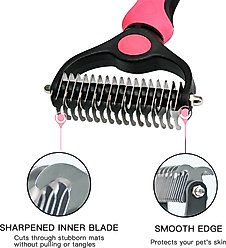 Fido Fave Double-Sided Pet Grooming Brush, Shedding & Dematting Undercoat Rake for Dogs & Cats, Extra Wide, Red, 1 count slide 2 of 6