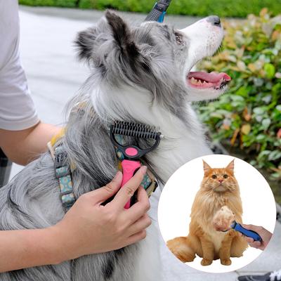 Show full view: Fido Fave Double-Sided Pet Grooming Brush, Shedding & Dematting Undercoat Rake for Dogs & Cats, Extra Wide, Red, 1 count slide 6 of 7