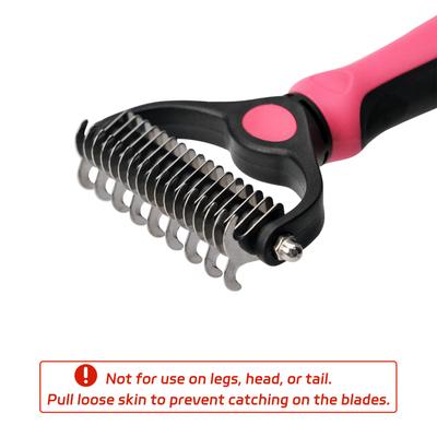 Show full view: Fido Fave Double-Sided Pet Grooming Brush, Shedding & Dematting Undercoat Rake for Dogs & Cats, Extra Wide, Red, 1 count slide 2 of 7