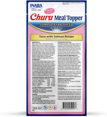 Show full view: Inaba Churu Salmon Recipe Grain-Free Cat Lickable Treats Food Topper, 0.5-oz pouch, 24 count slide 3 of 7