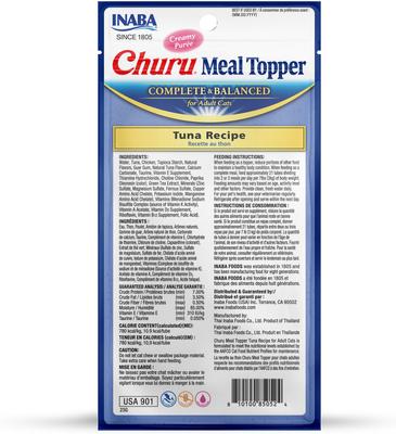 Show full view: Inaba Churu Tuna Recipe Grain-Free Cat Lickable Treats Food Topper, 0.5-oz pouch, 24 count slide 3 of 7