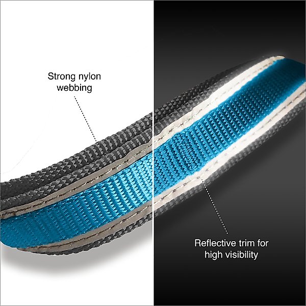 Show full view: Kurgo Reflect & Protect Quantum Nylon Running Dog Leash, Black, 6-ft long, 1-in wide, Black slide 2 of 9