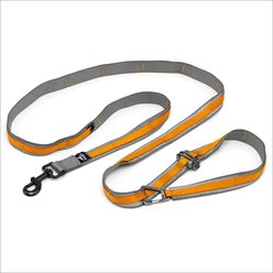 Kurgo Reflect & Protect Quantum Nylon Running Dog Leash, Black, 6-ft long, 1-in wide, Orange