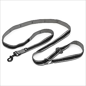 Kurgo Reflect & Protect Quantum Nylon Running Dog Leash, Black, 6-ft long, 1-in wide, Black