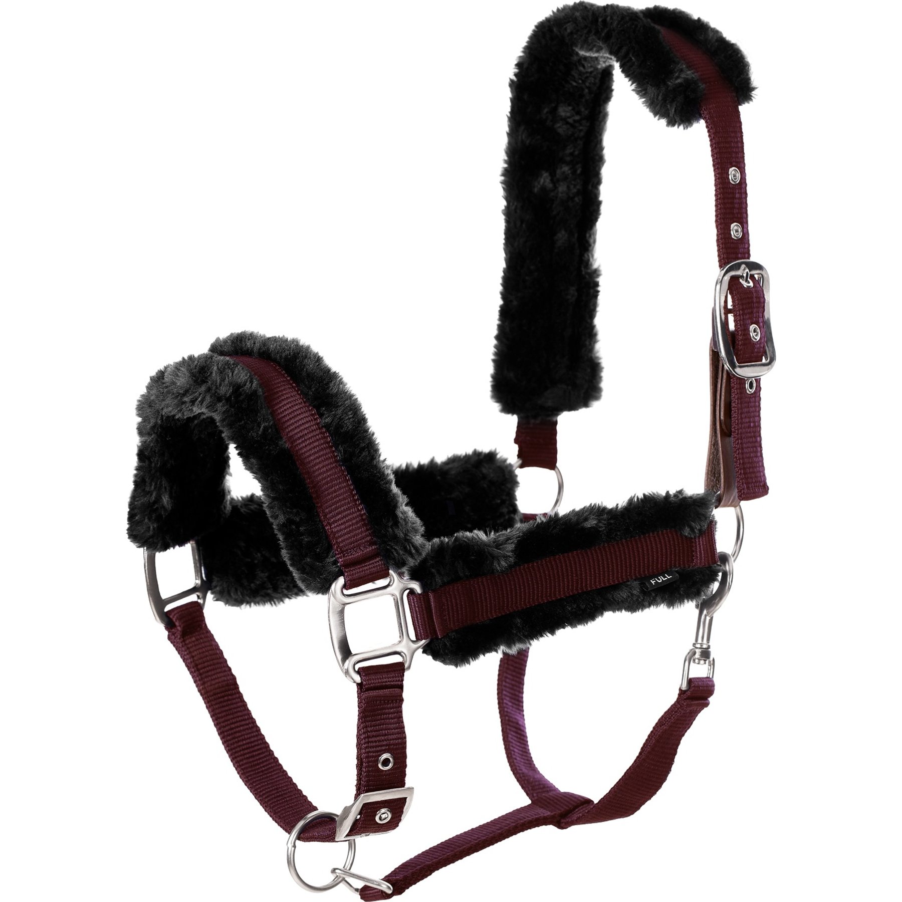 Equinavia Valkyrie Ultra Fleece Horse Breakaway Halter, Wine Red/Black, Warmblood