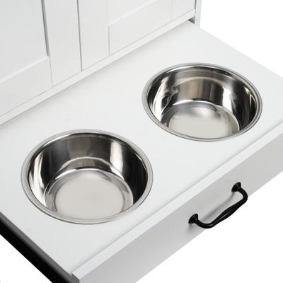 Show full view: Cesicia Storage Cabinet with Hidden Bowls Dog Feeder Station, White slide 8 of 8
