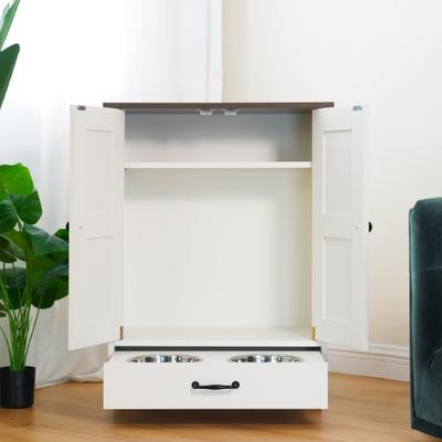 Show full view: Cesicia Storage Cabinet with Hidden Bowls Dog Feeder Station, White slide 6 of 8